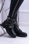 Damskie Botki Wysokie Czarne Trapery Albere