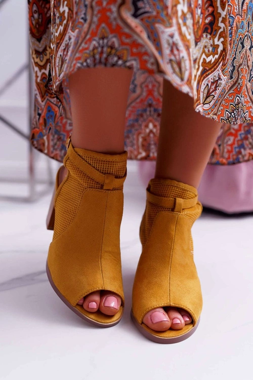 Sandały Damskie Zamszowe Żółte Thido