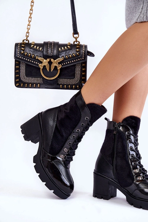 Damskie Skórzane Botki Na Obcasie La.Fi 260063B-LA Czarne