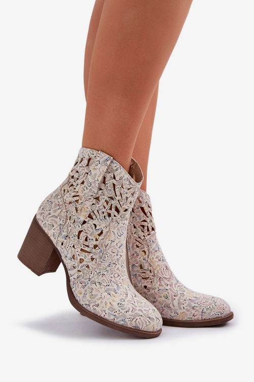 Ażurowe Botki Na Słupkowym Obcasie Multikolor Nurissa