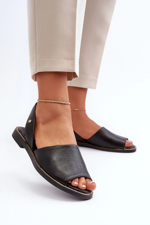 Skórzane Wsuwane Sandały Czarne Lemar Alivia