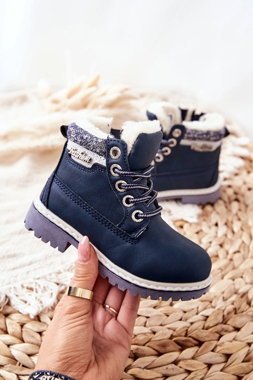 Dziecięce Ocieplane Traperki Z Futerkiem Granatowe Estee