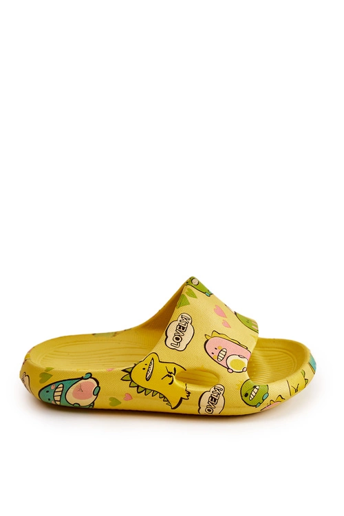 Lekkie Dziecięce Klapki Dinozaury Żółte Astro