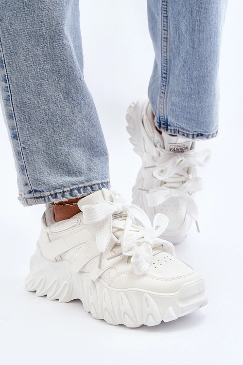 Sneakersy Damskie Na Masywnej Podeszwie Białe Ellerai