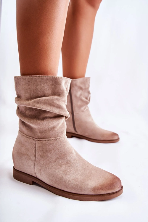 Damskie Zamszowe Wysokie Botki Beżowe Venis