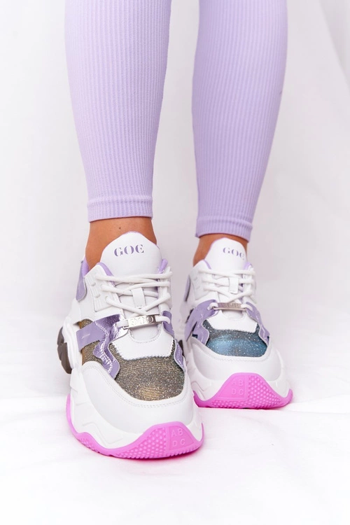Sportowe Buty Na Dużej Podeszwie GOE HH2N4038 Biało-Fioletowe