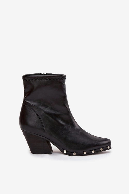 Botki Kowbojki Damskie Z Eko Skóry Na Słupku Czarne Abrielle