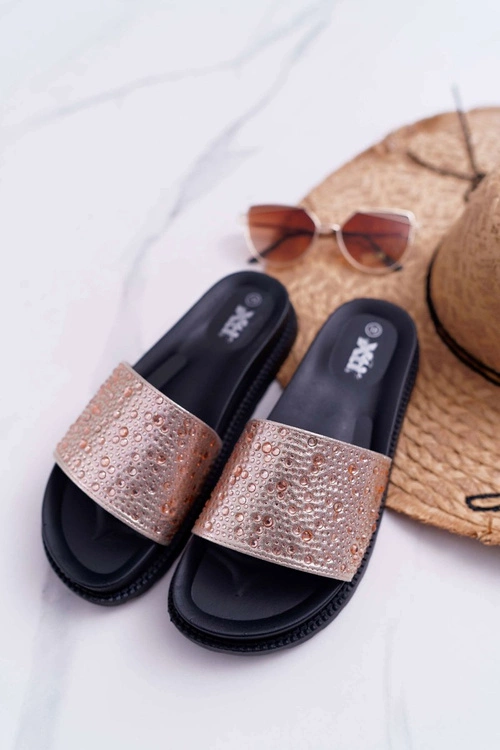 Klapki Damskie Z Cyrkoniami Champagne XTI 48821