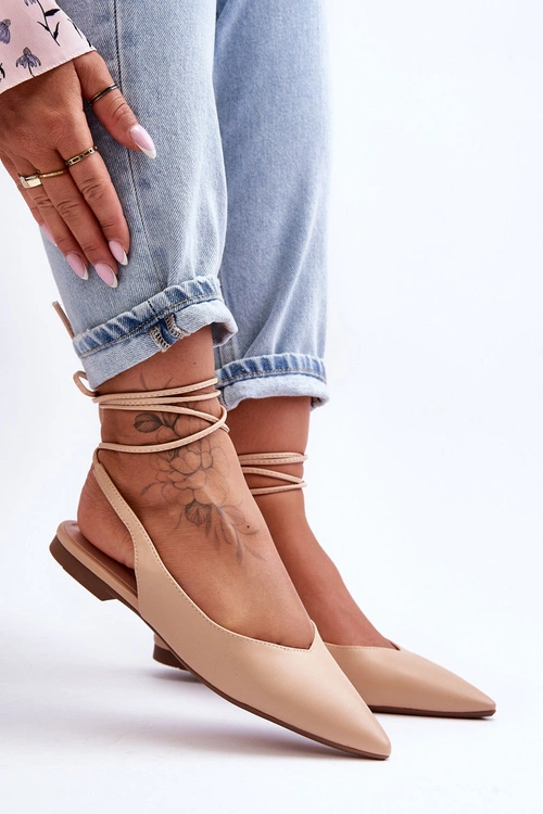 Damskie Wiązane Baleriny Nude Lilly Ann