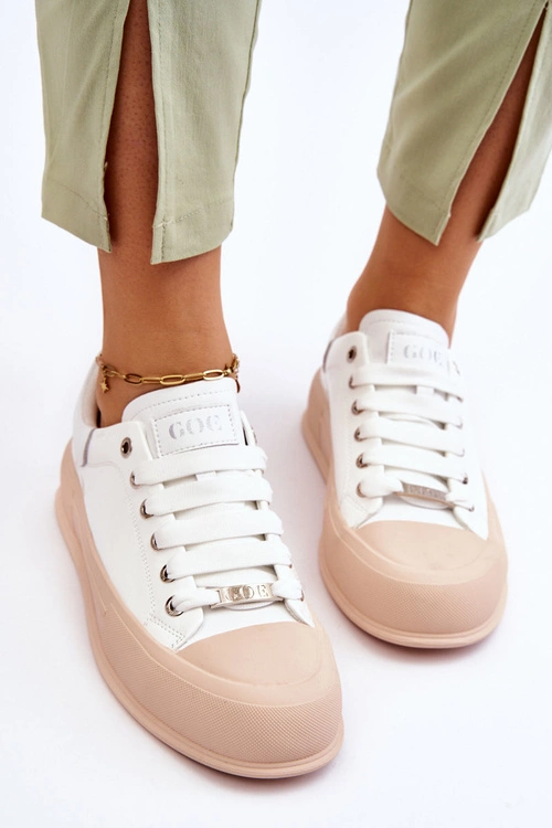 Damskie Lakierowane Trampki Na Platformie GOE LL2N4020 Białe