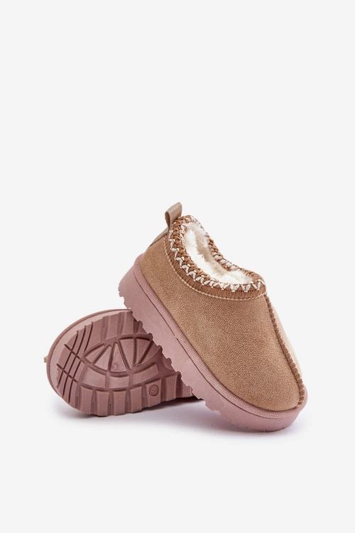 Śniegowce Botki Dziecięce Na Platformie Ocieplane Futerkiem Beżowe Vilabria