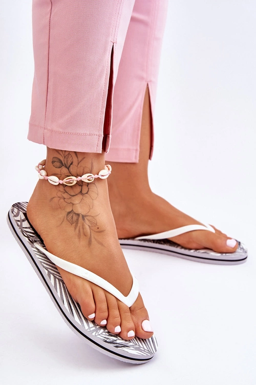 Damskie Modne Klapki Japonki Big Star LL274818 Białe