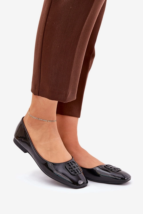 Lakierowane Eleganckie Baleriny Damskie Z Ozdobnym Detalem Vinceza 17377 Czarne