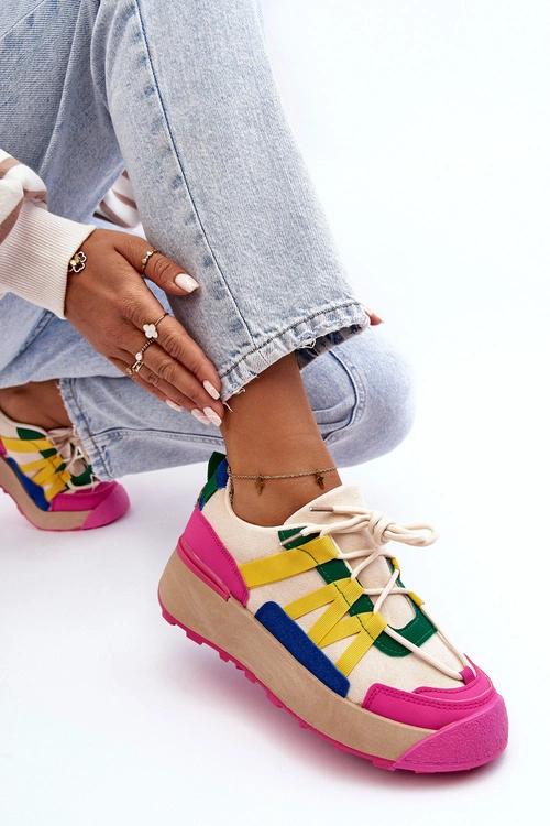 Damskie Zamszowe Buty Sportowe Na Platformie Multikolor Rohan