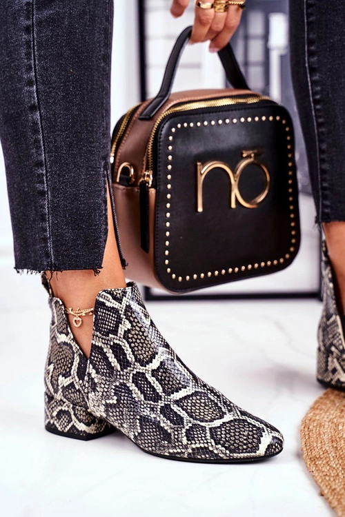 Botki Damskie Z Wycięciami Skórzane Wężowe Visconi 2625804