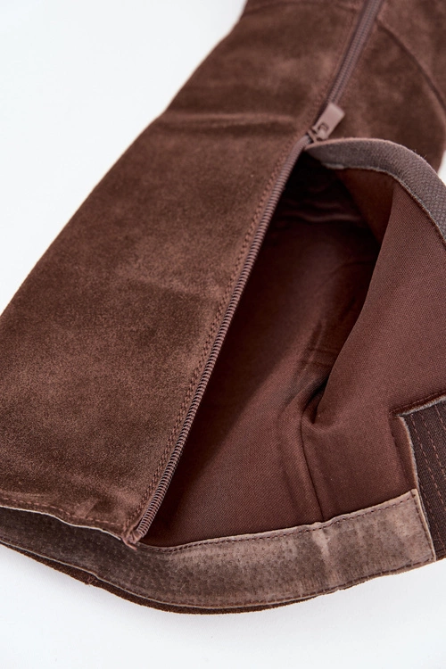 Zamszowe Kozaki Na Słupku Zamek Czekoladowe Lissara