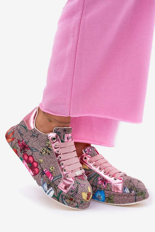 Wzorzyste Sneakersy Na Platformie Ze Zdobieniem GOE RR2N4002 Multikolor