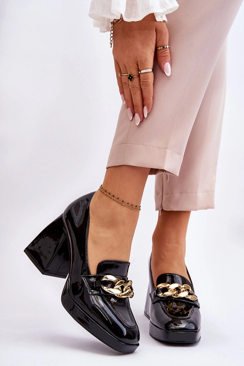 Czółenka Na Masywnym Obcasie Czarne Nataly