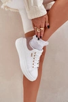 Sneakersy Damskie Na Platformie Eko Skóra Białe Lelandine