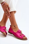 Zazoo 2660 Skórzane Baleriny Damskie Fuksja