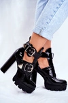 Damskie Botki Na Słupku Lakierowane Czarne Rock Time!