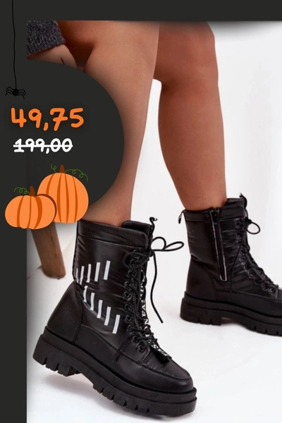 Damskie Sznurowane Botki Śniegowce Vinceza 23-34586 Czarne