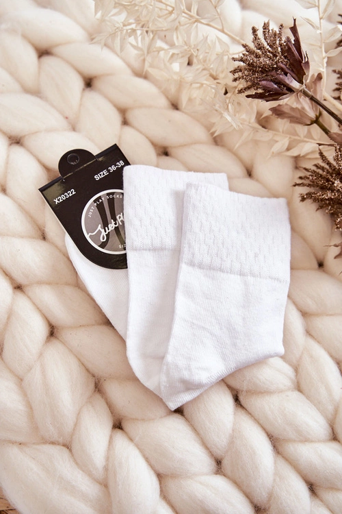 Damskie Bawełniane Klasyczne Skarpetki Białe