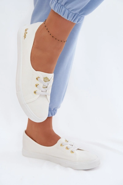 Tenisówki Trampki Damskie Lee Cooper LCW-26-02-4043 Biało-Złote