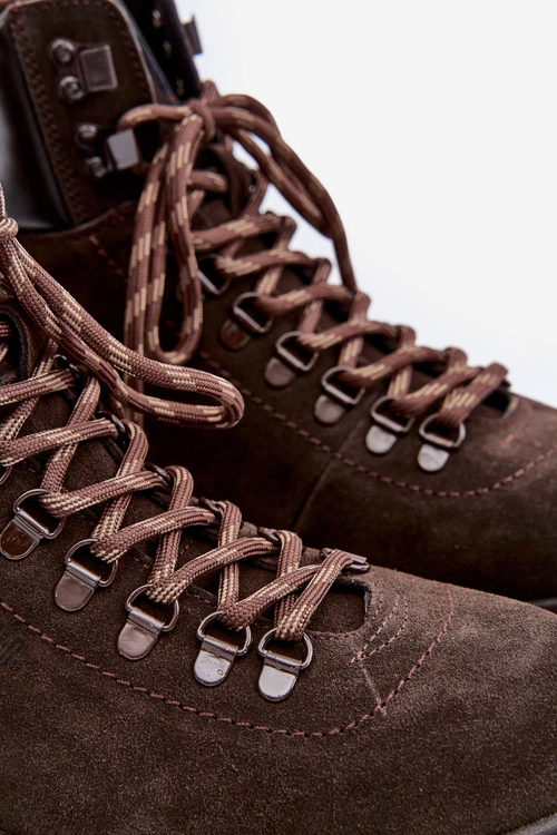 Zamszowe Ocieplane Botki Trapery Męskie Big Star OO174644 Hi-Poly System Brązowe