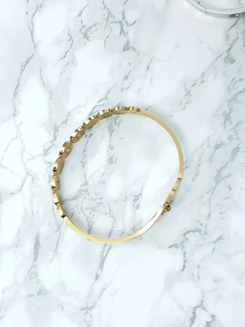 Damska Bransoleta Stalowa Z Cyrkoniami Złota Vien