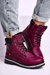 Damskie Botki Trapery Bordowe Grunders