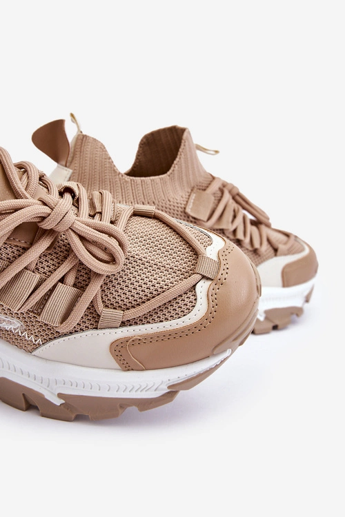 Damskie Sneakersy Skarpetkowe Wsuwane Ciemnobeżowe Keaton