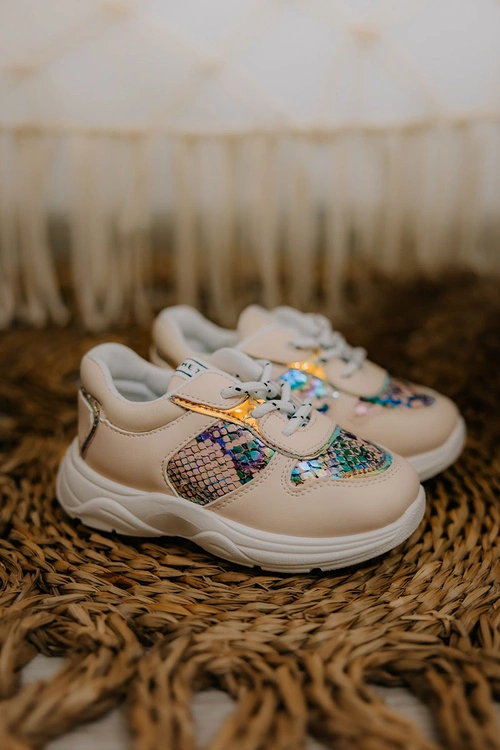 Skórzane Buty Sportowe Wężowe Różowe Gabbie