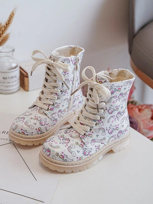 Ocieplane Botki Dziecięce Na Suwak Beżowe Dolida - Kucyki