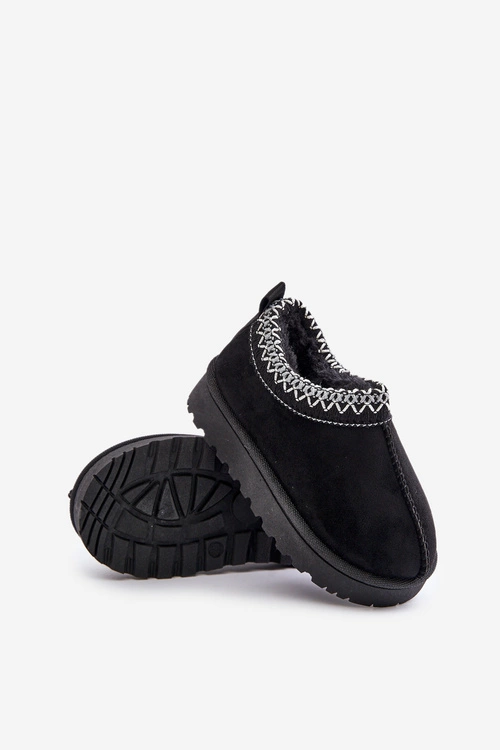 Śniegowce Botki Dziecięce Na Platformie Ocieplane Futerkiem Czarne Vilabria