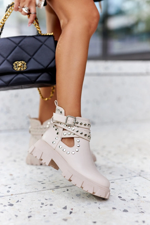 Workery Z Dżetami Na Platformie Beżowe Vernelle