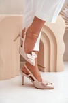 Lakierowane Szpilki Z Odkrytą Piętą Beżowe Auroravia