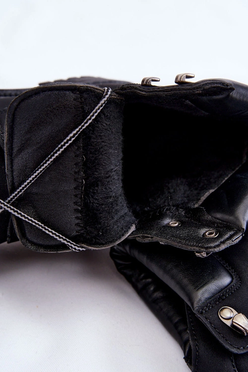 Damskie Ocieplane Botki Trapery Sznurowane Czarne Halfway