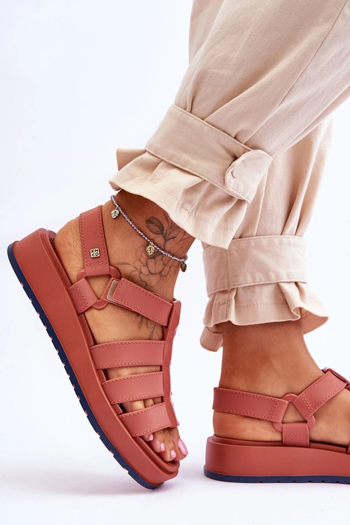 Damskie Wegańskie Sandały Na Rzepy ZAXY JJ285016 Brudny Róż