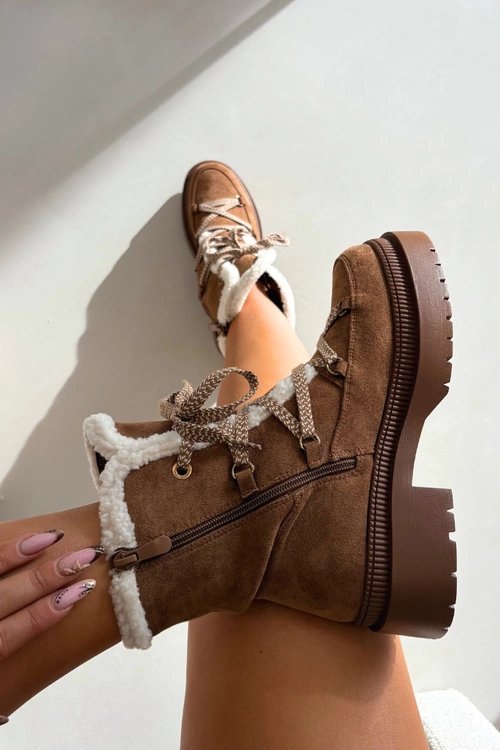 Śniegowce Damskie Z Kożuszkiem Camel Irmara