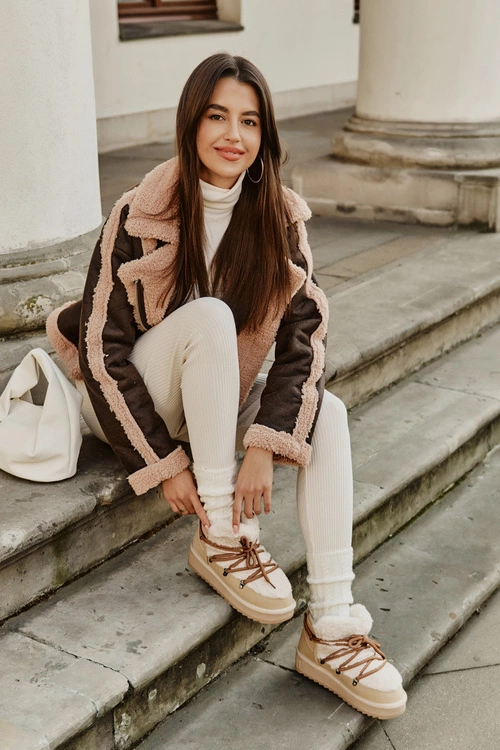 Niskie Śniegowce Na Platformie Z Futerkiem D.Franklin DFSH370011 Beżowe