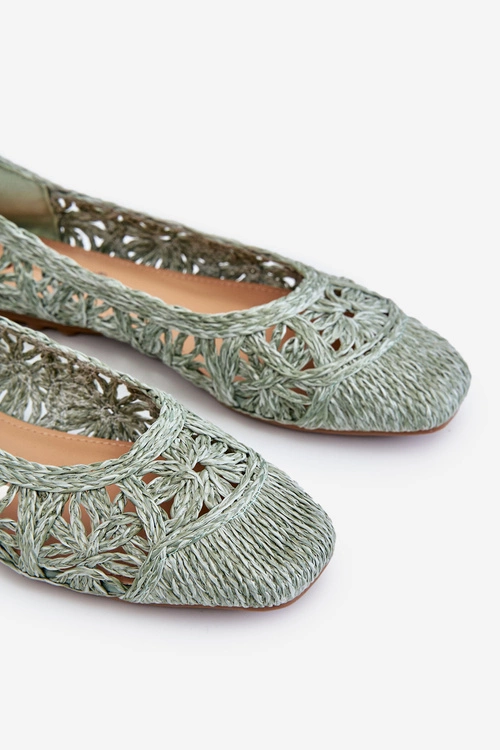 Ażurowe Modne Baleriny Zielone Thiago