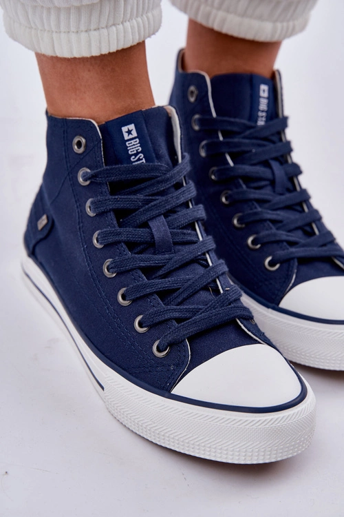 Damskie Wysokie Trampki Big Star DD274333 Granatowe