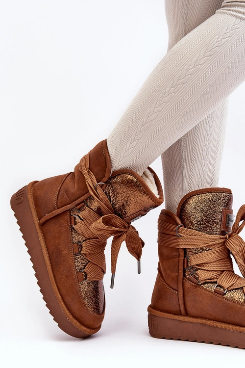 Damskie Śniegowce Z Wiązaniem D.Franklin DFSH370006 Brązowe