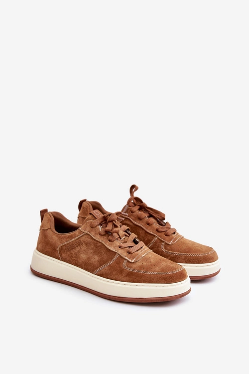 Męskie Sneakersy Na Platformie Zamszowe Big Star OO174014 Brązowe