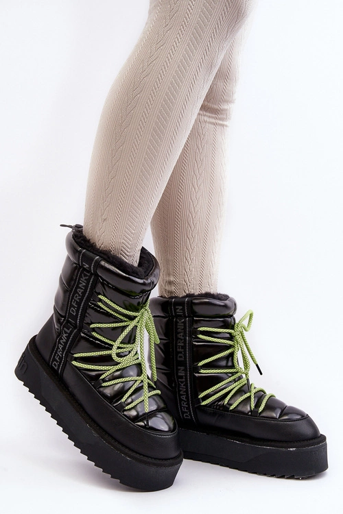 Śniegowce Damskie Na Grubej Podeszwie Wegańskie D.Franklin DFSH371007 Czarne