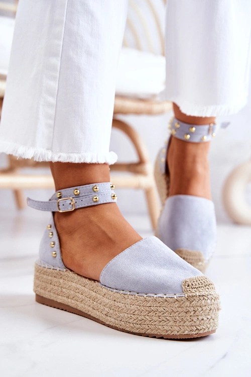 Espadryle Sandały Z Dżetami Niebieskie Lillian