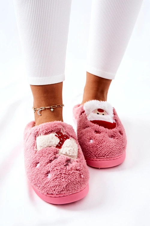 Papcie Świąteczne Mikołaj I Renifer Różowe