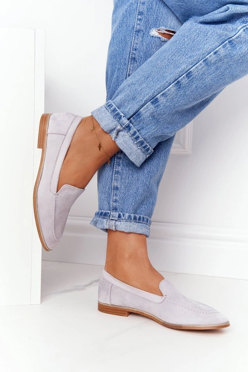 Damskie Półbuty Wsuwane Zamszowe Szare Twinky