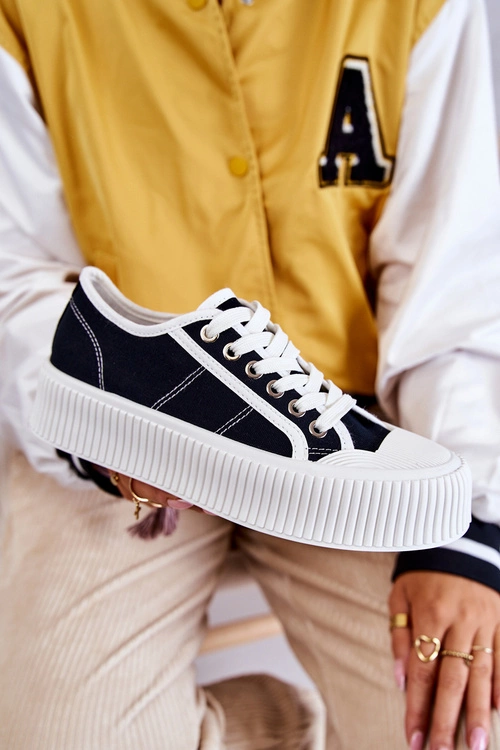 Niskie Trampki Na Platformie Czarne Mischa